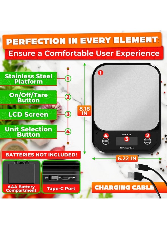 DIMROM 11lb/5kg Digital Food Scales for Kitchen - Kitchen Scale for Sourdough Bread Digital Kitchen Scale Weight Scale for Food - Kitchen Scales for Food - Image 3