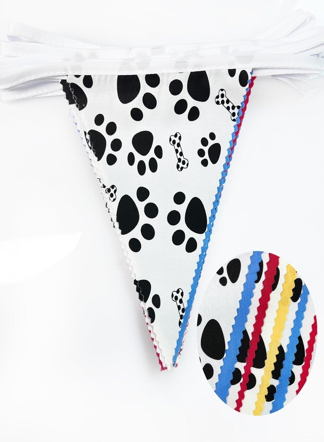pinkblume 32Ft Paw Patrol Party Decorations Red Blue Yellow Puppy Paw Print Fabric Banner Triangle Pennant Flag Garland Streamers for Kids Dog Paw Birthday Baby Shower Bluey Party Outdoor Garden Decor Supplies - Image 3
