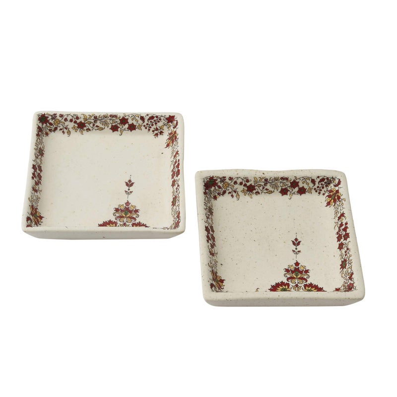 miah decor طبق زينة ميا MD-258 مزخرف يدويًا 4"X 4" - مجموعة من 2 - Image 4