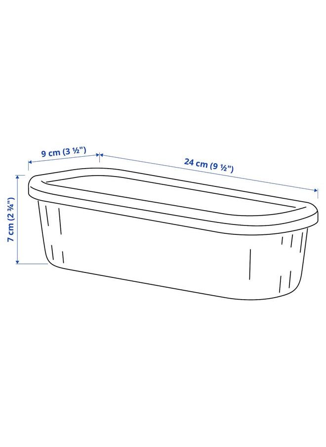 زبون - صندوق تخزين مع غطاء، شفاف رمادي-أزرق، 9X24X7 سم/0.5 لتر - Image 1