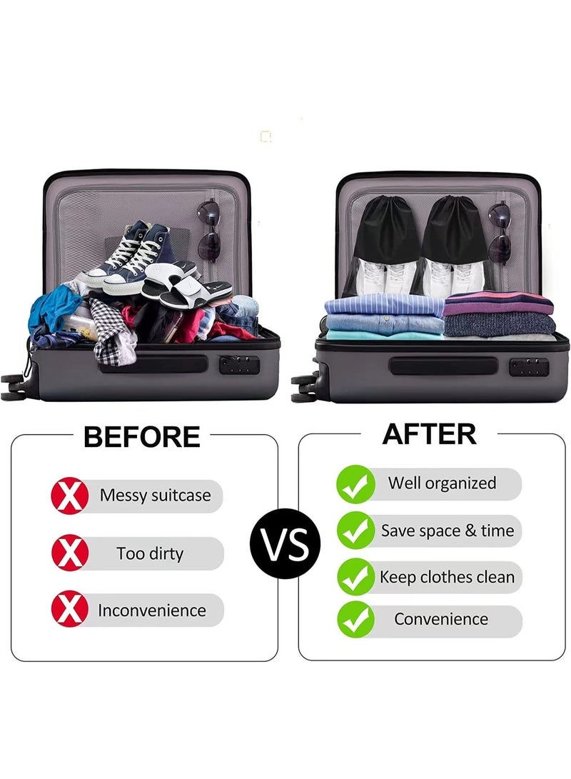 LEBOCADO 12 Pieces Waterproof Shoe Storage Bags with Drawstring - Non-Woven Travel & Gym Shoe Organizer with Transparent Window, Multi-Functional Dustproof Pouch for Men Women (Black) - Image 4