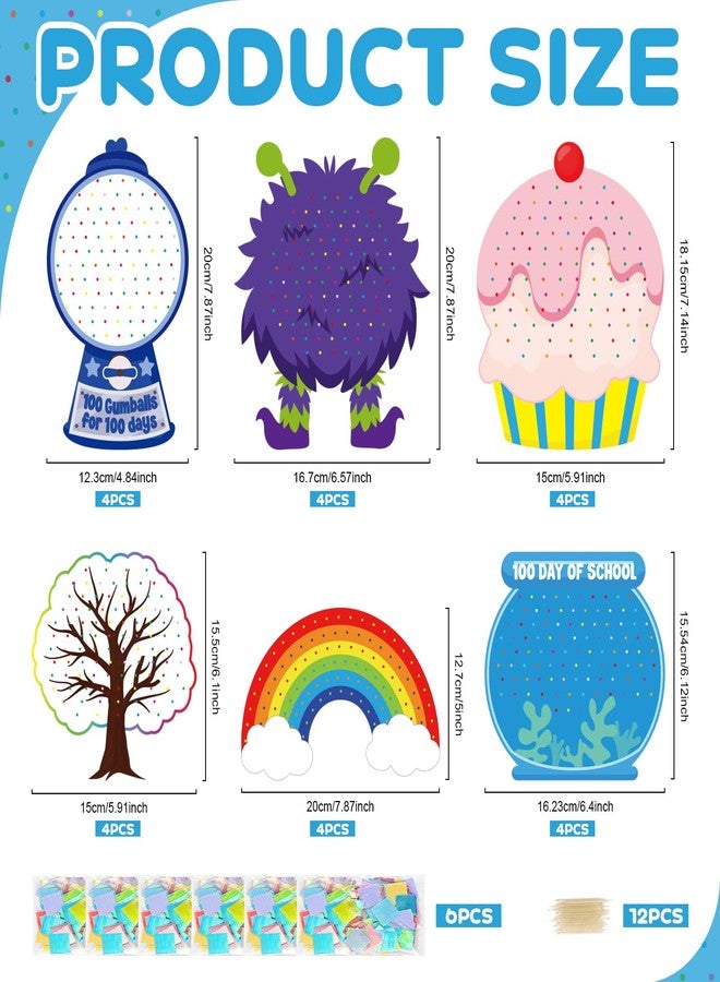 Cinrobiye 24 Set 100 Days of School Craft Kit 100th Day of School Poking Craft Kit DIY Count to 100 Foam Poke-in Fabric Art Set for School Classroom Party Decorations Creative Activities Supplies - Image 2