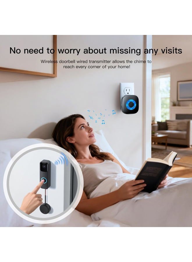 Bistee Wireless Doorbell Chime - Compatible with Blink video Doorbell (1st gen)/(2nd gen) /Wired chime with Wired Transmitter (Black) - (1 Video Doorbell Extender 1 Receiver) - Image 2