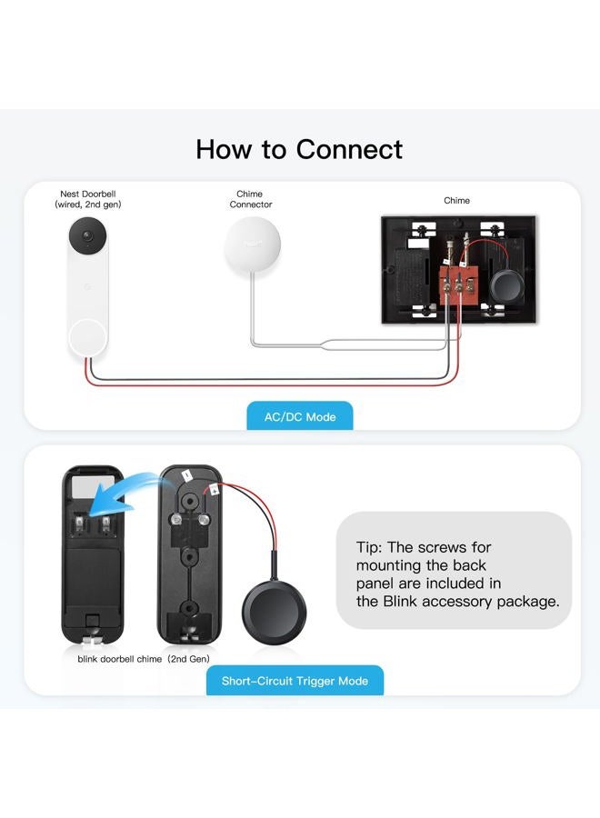 Bistee Wireless Doorbell Chime - Compatible with Blink video Doorbell (1st gen)/(2nd gen) /Wired chime with Wired Transmitter (Black) - (1 Video Doorbell Extender 1 Receiver) - Image 4