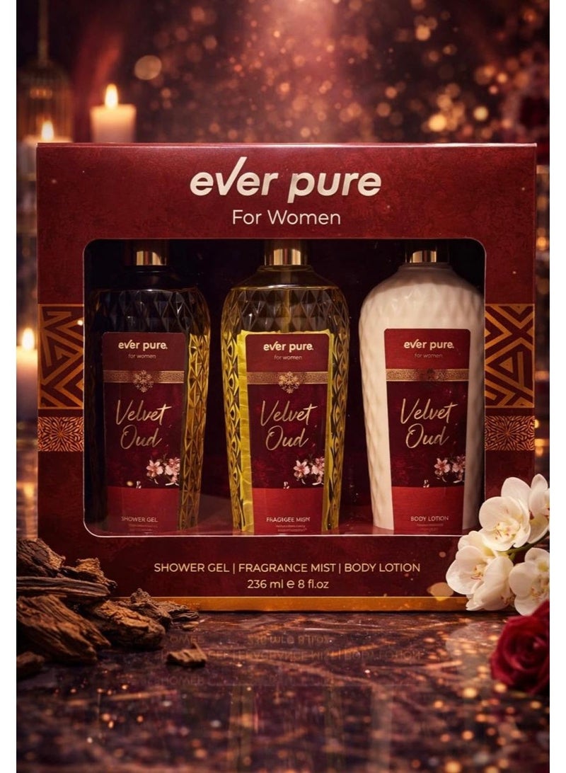 Velvet Oud Shower Gel + Fragrance Mist + Body Lotion 236ML