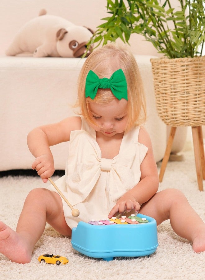 jollybows 3PCS Baby Bows Headbands Soft Nylon Baby Girl Headbands for Newborn Infant Toddler Kids Cute Bow Wide Hairbands Hair Accessories(White Green Red) - Image 4