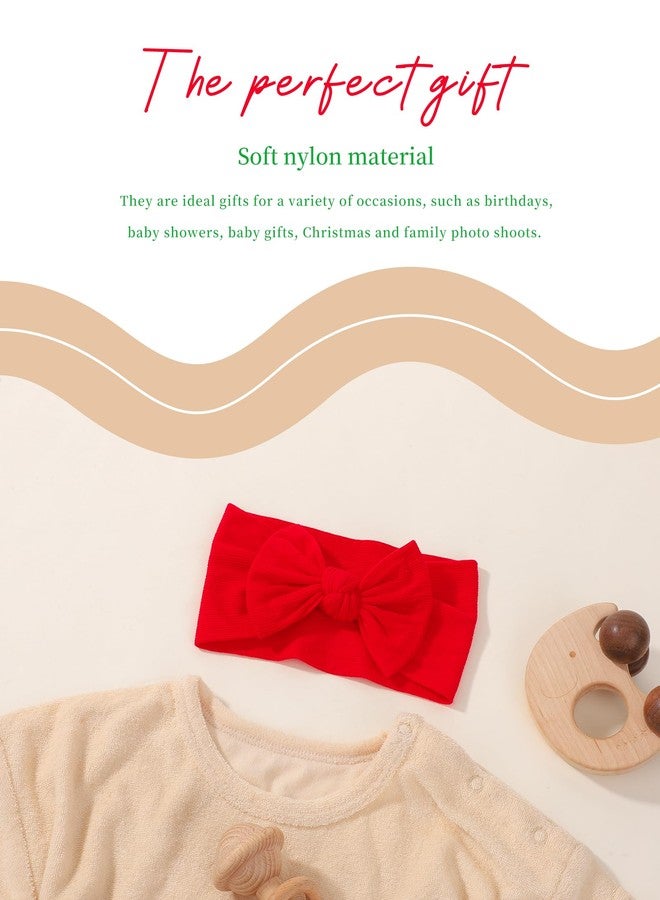 jollybows 3PCS Baby Bows Headbands Soft Nylon Baby Girl Headbands for Newborn Infant Toddler Kids Cute Bow Wide Hairbands Hair Accessories(White Green Red) - Image 3