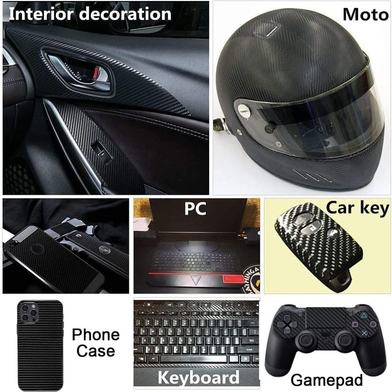 KAPIX Self Adhesive 4D Vinyl Carbon Fiber Textured Sheet Roll for Cars and Motorcycles, Interior/Exterior DIY Decoration | Black Carbon Fiber || (2 x 8 Ft, Carbon Wrap Film) - Image 2