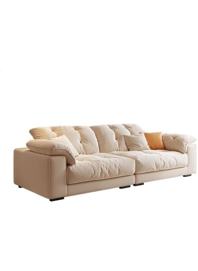Comfynest Beige Anti Cat Scratch Cushions in Solid Color Wood Frame Modern Sofa  - Image 1