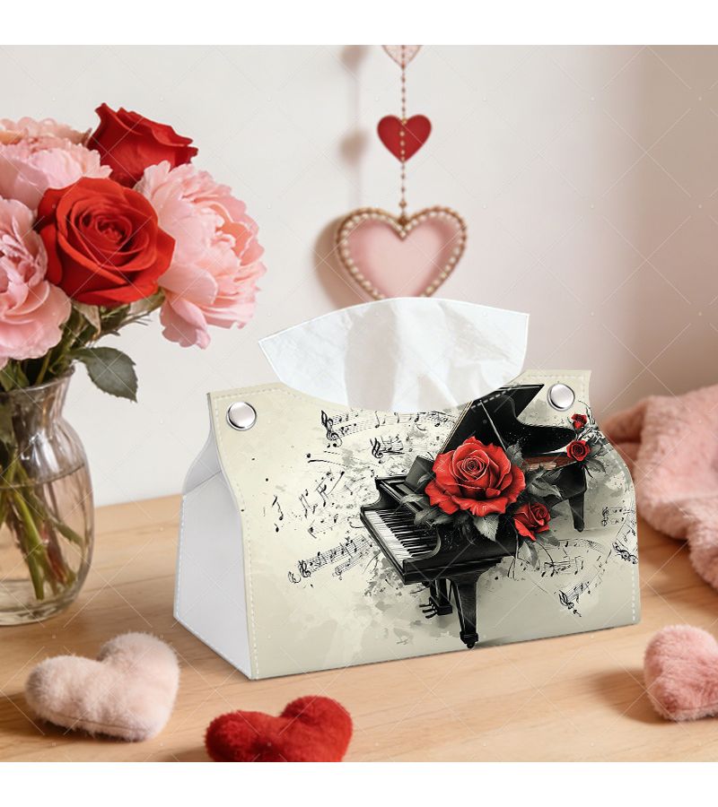 Elegant Rose Musical Tissue Box 7 68X5 12X4 72inch for Living Room Workspace - Image 4
