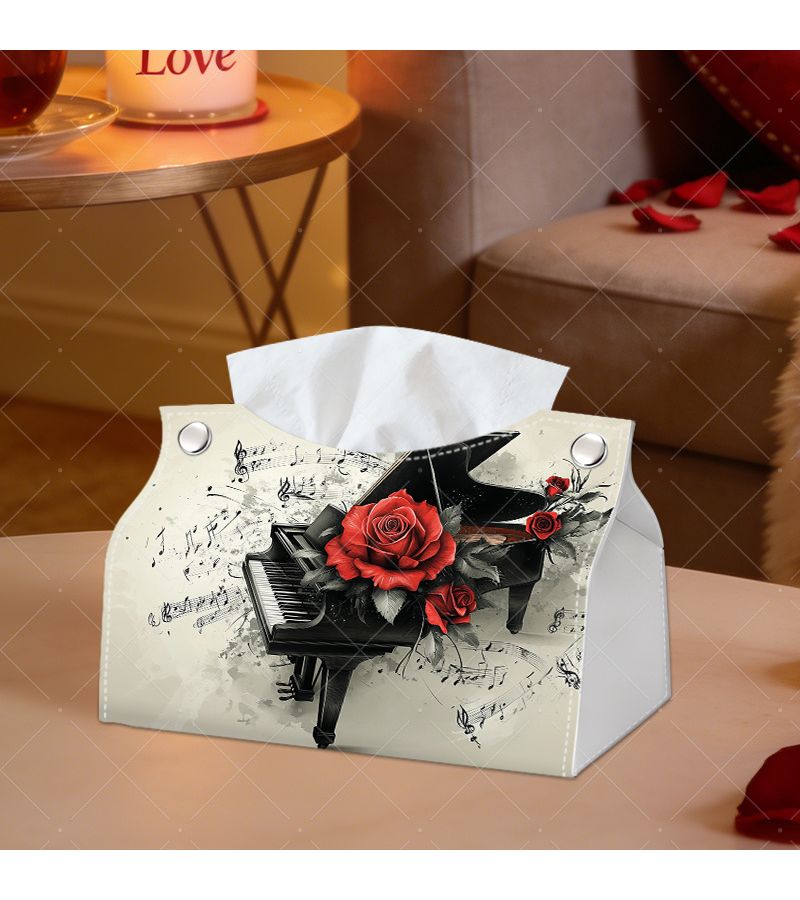 Elegant Rose Musical Tissue Box 7 68X5 12X4 72inch for Living Room Workspace - Image 1
