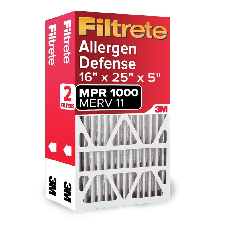 Filtrete 16x25x5 Air Filter MERV 11, MPR 1000 Micro Allergen Defense 2-Pack, Fits Lennox, AC Furnace HVAC Filters for Home, Pleated Electrostatic (Actual Size 15.63x24.74x4.31 in) - Image 1