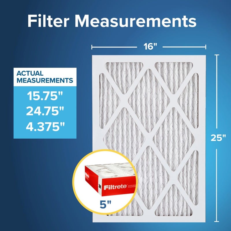 Filtrete 16x25x5 Air Filter MERV 11, MPR 1000 Micro Allergen Defense 2-Pack, Fits Lennox, AC Furnace HVAC Filters for Home, Pleated Electrostatic (Actual Size 15.63x24.74x4.31 in) - Image 2