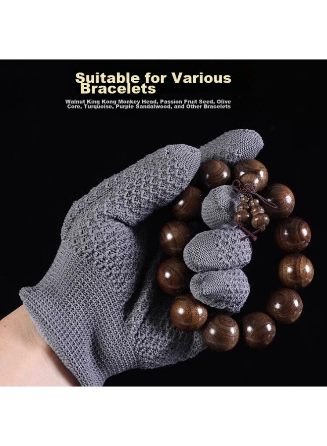 Pinyu Antique Gloves, Pine Pattern Nano S Size, 10 Pairs, Thickened, Wear-resistant, Powerful Polishing, Disc Hand String, Walnut Gloves - Image 3