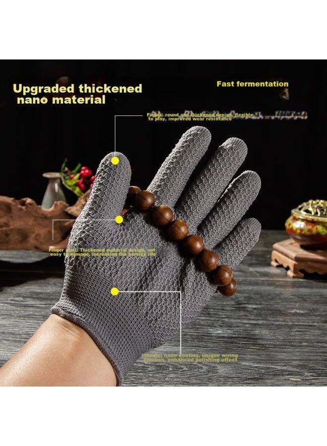 Pinyu Antique Gloves, Pine Pattern Nano S Size, 10 Pairs, Thickened, Wear-resistant, Powerful Polishing, Disc Hand String, Walnut Gloves - Image 4