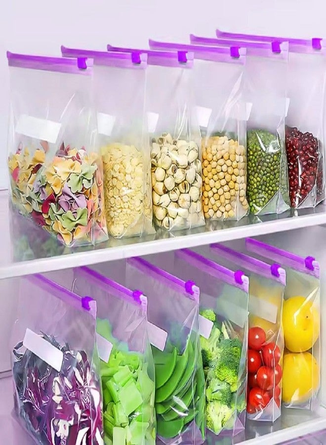 MOBDESK 5 pcs Transparent Plastic Zip Lock Zipper Bag Use For Food Fruit Vegetable Storage, Reusable Slider Pouch Bags for Freezer Multi Purpose Office Reclosable Storage Pouches - Image 1