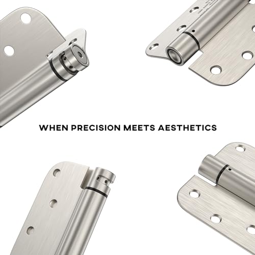goldenwarm Pack of 2 4 inch Door Hinges Satin Nickel Self-Closing Spring Door Hinges - Heavy-Duty Spring Hinges for Interior and Exterior Doors, 5/8" Radius Corners - Image 5