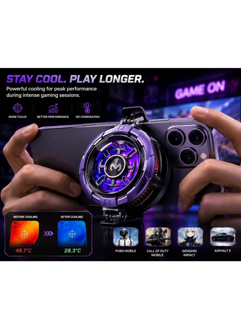 Memo CX08 Magnetic Mobile Phone Cooler, Semiconductor Cooling Fan for Gaming, RGB LED, USB Type-C Powered, Portable Phone Cooling Radiator for iPhone & Android - Image 5