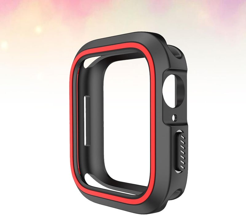 Levemolo Silicone Smart Watch Protective Cover Frame for 40mm Smartwatch Dual-Color Black and Red Lightweight Scratch-Resistant Case with Precise Cutouts - Image 3