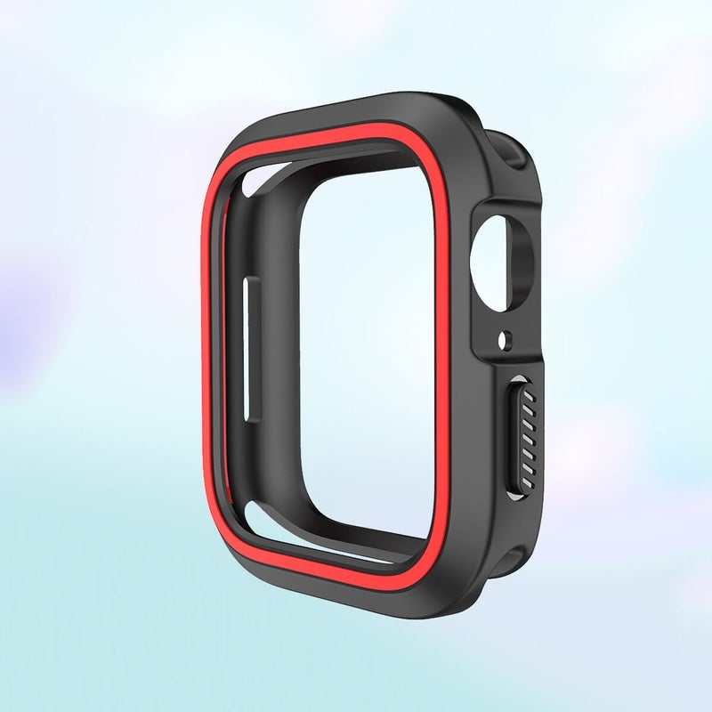 Levemolo Silicone Smart Watch Protective Cover Frame for 40mm Smartwatch Dual-Color Black and Red Lightweight Scratch-Resistant Case with Precise Cutouts - Image 5