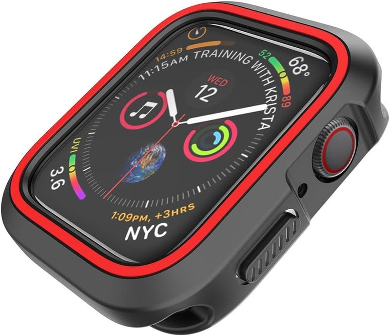 Levemolo Silicone Smart Watch Protective Cover Frame for 40mm Smartwatch Dual-Color Black and Red Lightweight Scratch-Resistant Case with Precise Cutouts - Image 2