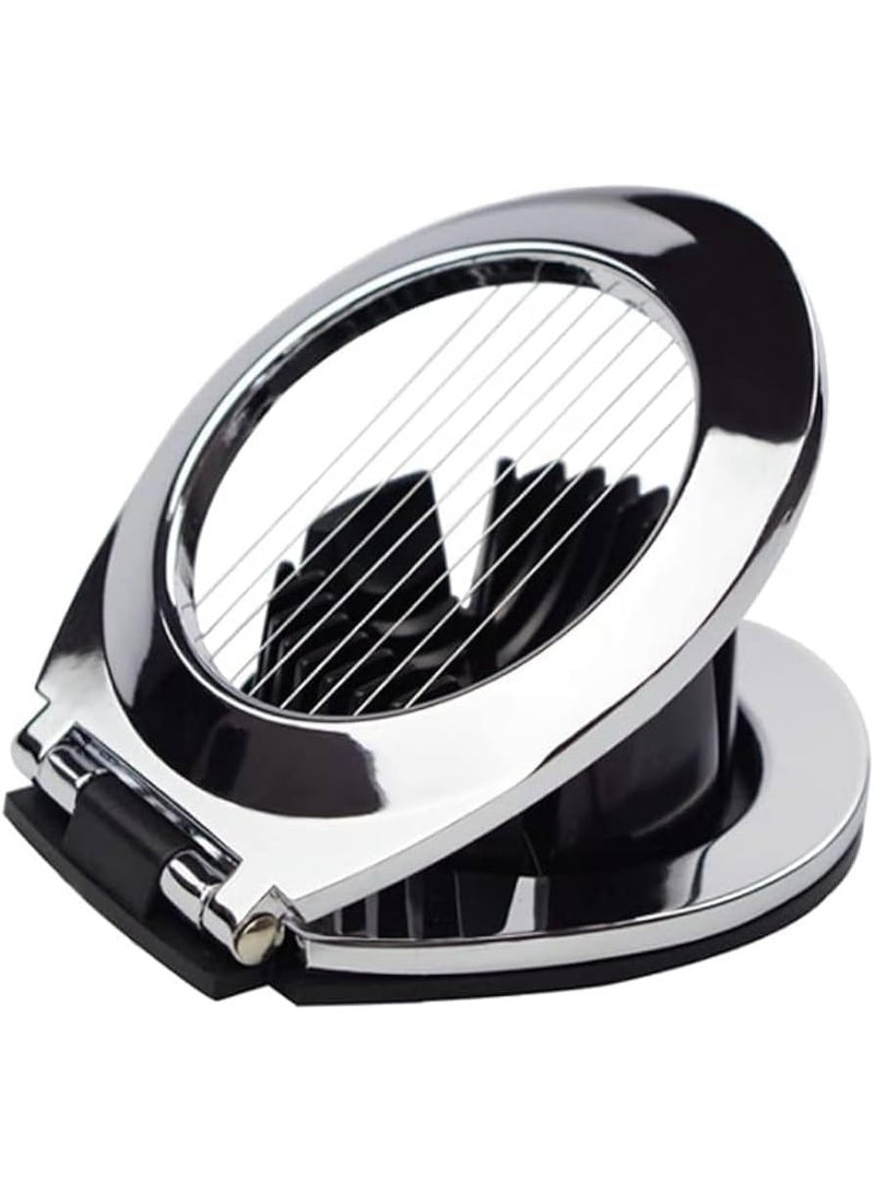 Generic Egg Slicer with Stainless-Steel Wires – Multi-Section Cutter for Eggs, Mushrooms & Soft Fruits, Non-Slip Base, Easy-Clean, Compact Kitchen Gadget – Silver/Black – 1pcs - Image 2