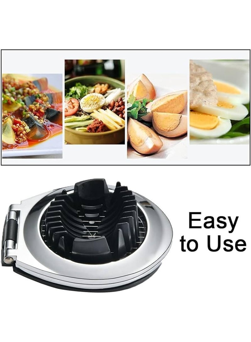Generic Egg Slicer with Stainless-Steel Wires – Multi-Section Cutter for Eggs, Mushrooms & Soft Fruits, Non-Slip Base, Easy-Clean, Compact Kitchen Gadget – Silver/Black – 1pcs - Image 4