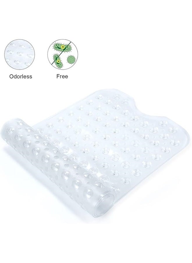 yongsheng Bathtub Anti-Slip Mat Transparent White 100x40cm,Bath Tub and Shower Mats, Non Slip Extra Long Bathtub Mat, Machine Washable Bathmat with Drain Holes, Suction Cups for Bathroom Floor, Clear  - Image 4