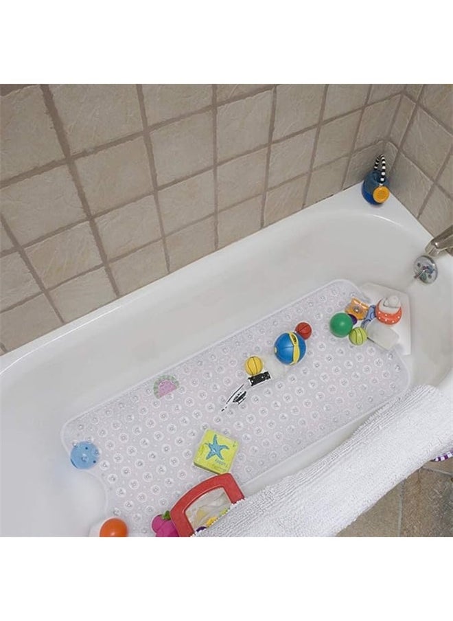 yongsheng Bathtub Anti-Slip Mat Transparent White 100x40cm,Bath Tub and Shower Mats, Non Slip Extra Long Bathtub Mat, Machine Washable Bathmat with Drain Holes, Suction Cups for Bathroom Floor, Clear  - Image 3