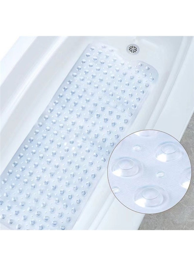 yongsheng Bathtub Anti-Slip Mat Transparent White 100x40cm,Bath Tub and Shower Mats, Non Slip Extra Long Bathtub Mat, Machine Washable Bathmat with Drain Holes, Suction Cups for Bathroom Floor, Clear  - Image 2