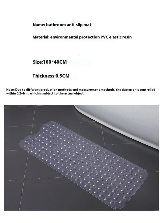 yongsheng Bathtub Anti-Slip Mat Transparent White 100x40cm,Bath Tub and Shower Mats, Non Slip Extra Long Bathtub Mat, Machine Washable Bathmat with Drain Holes, Suction Cups for Bathroom Floor, Clear  - Image 5