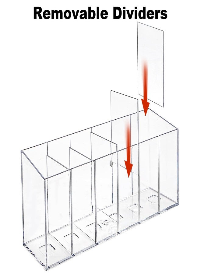Hacaroa 2 Pack Acrylic Pen Holder 6 Compartments, Clear Makeup Brush Organizer with Removable Dividers, Acrylic Boomark Cosmetic Brush Holder for Eyebrow Pencils, Markers, Office Desk, Vanity - Image 3