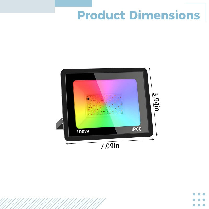 100W RGB LED Stage Lights 2 Pack Outdoor Color Changing Flood Light IP66 Waterproof Remote Control - Image 3
