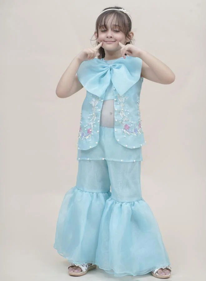 Maithili Maithili Embellished Organza Top and Palazzo Set