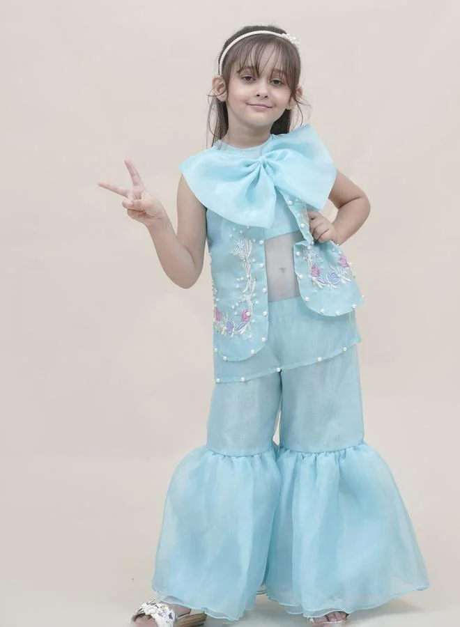 Maithili Maithili Embellished Organza Top and Palazzo Set