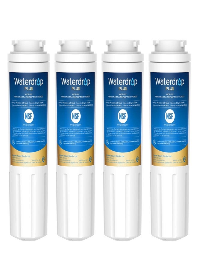 ووتر دروب فلتر مياه ثلاجة Waterdrop Plus UKF8001 معتمد من NSF 401، 53، بديل لفلتر Whirlpool® Everydrop® 4، EDR4RXD1، Maytag UKF8001AXX، 4 فلاتر - Image 1