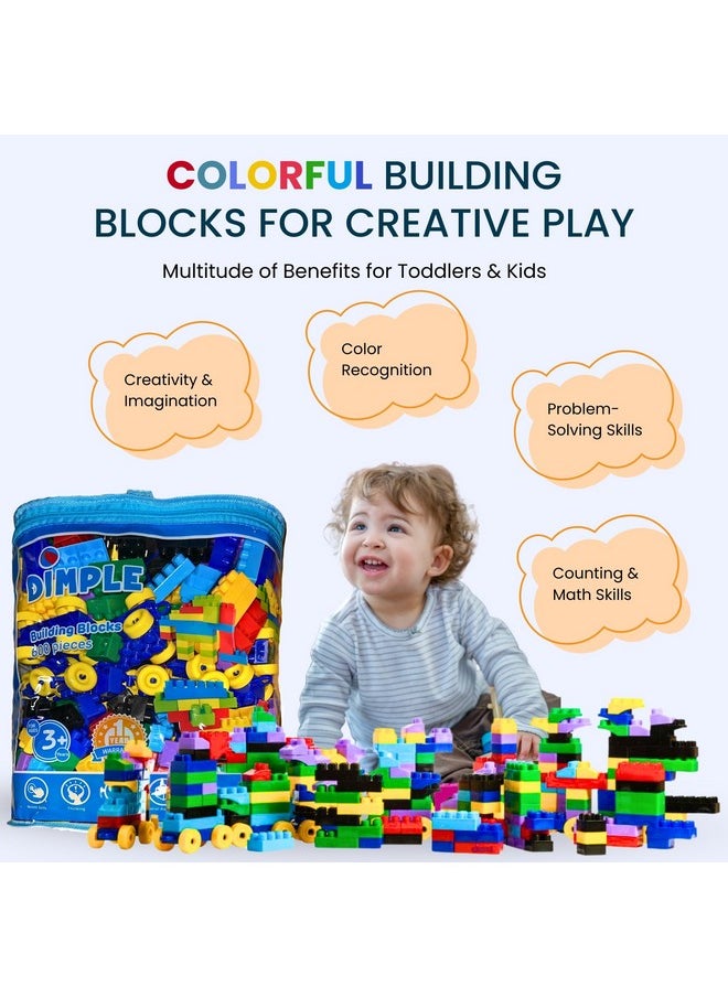 Dimple Large Building Blocks For Toddlers/Kids (600 Piece) Stackable, Multi-Colored, Interlocking Toys Safe, Non-Toxic Plastic Bright Colors, Waterproof Boys, Girls Age 3 For Kids  - Image 1