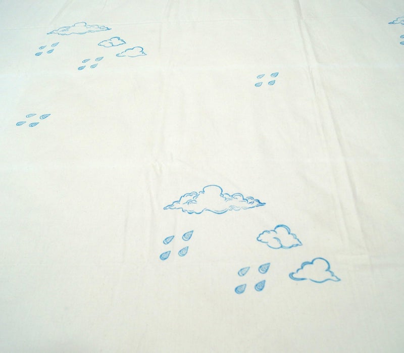 Vissage Block Printed King Bedsheet with 2 Pillow Covers - Clouds Design, 100% Cotton, Ecofriendly - Image 3