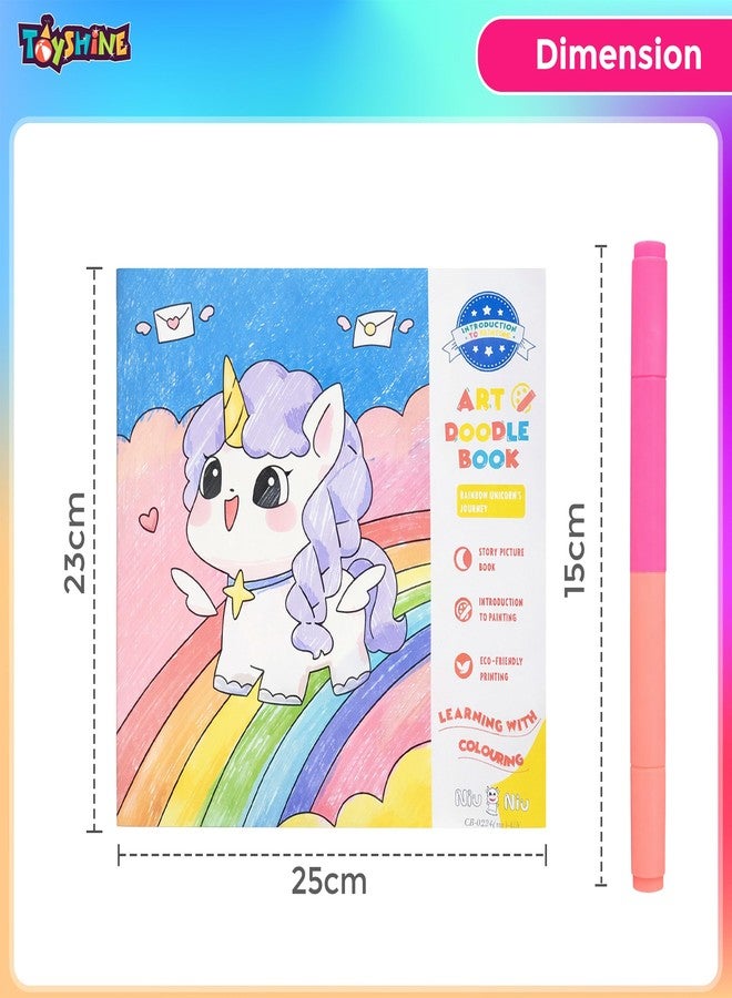 Toyshine Kids Art Doodle Colouring Book with Double Sided Sketch Pens | Unicorn Theme Drawing Book with Markers | Creative Learning Toy Birthday Return Gift & School Activity Set for Kids 3+ - Image 5