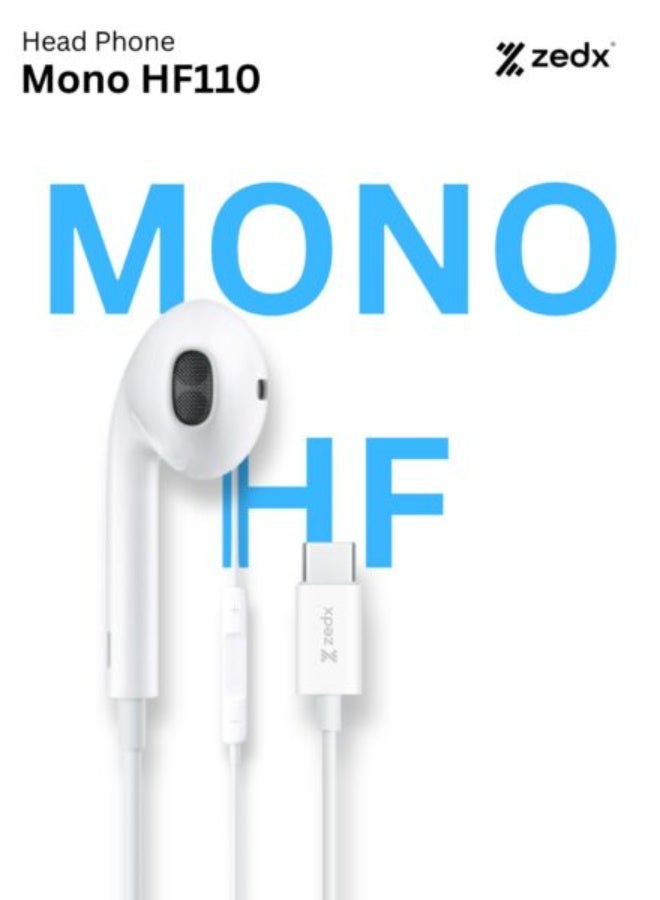 ZEDX HF110 WIRED MONO SINGLE USB-C CONNECTOR HF