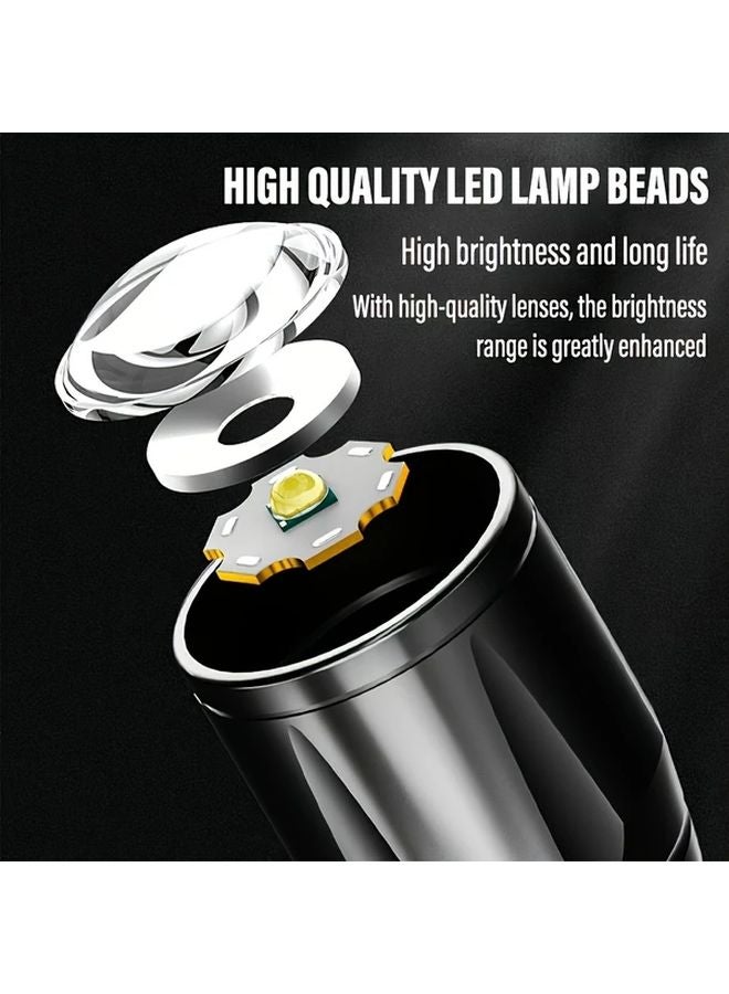 4pcs Mini Handheld Flashlights USB Rechargeable LED Portable Work Lights Adjustable Zoom - Image 3
