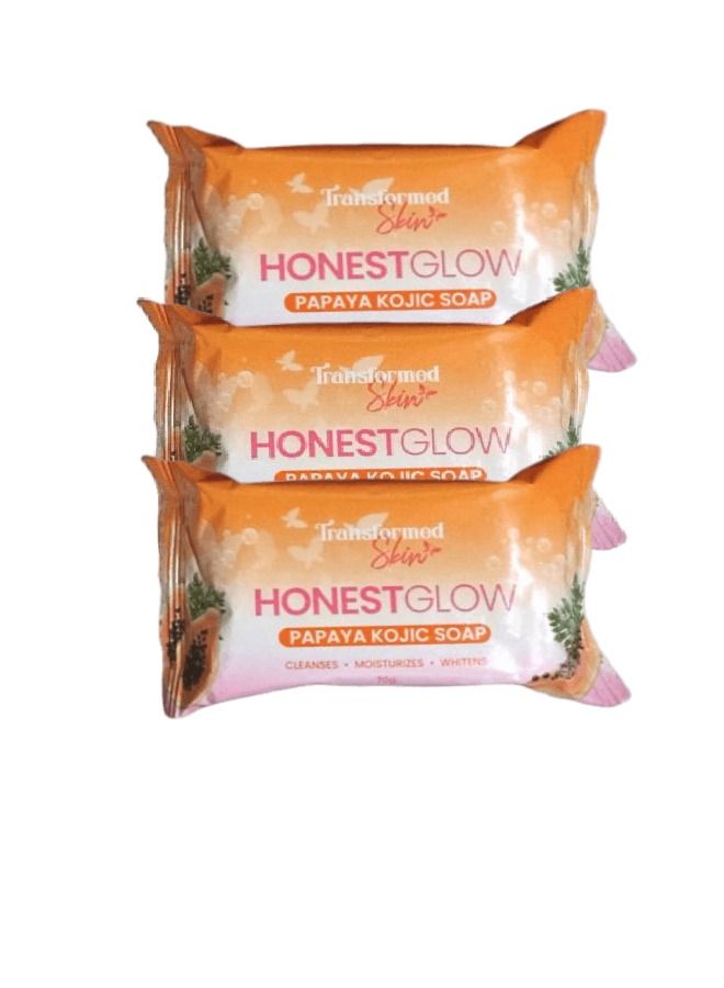 Transformed Skin Honest Glow Papaya Kojic Soap Pack of 3 x 100 grams