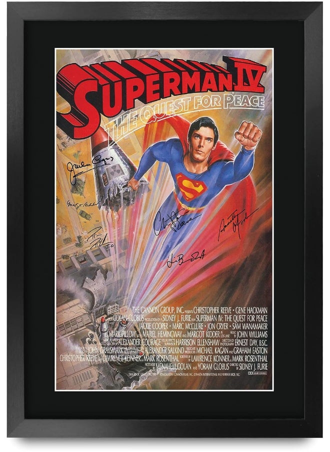 HWC Trading HWC Trading Superman 4 Christopher Reeve 16 x 12 inch Framed Gifts Printed Poster Signed Autograph Picture for Movie Memorabilia Fans - 16" x 12" Framed  - Image 1