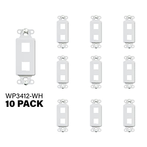 On-Q Legrand - OnQ 2 Port Decorator Outlet Strap, Wall Outlet Cover, Keystone Wall Plate, Outlet Cover for Keystone Wall Plate 2 Port, White, WP3412WH, 10 Pack - Image 3