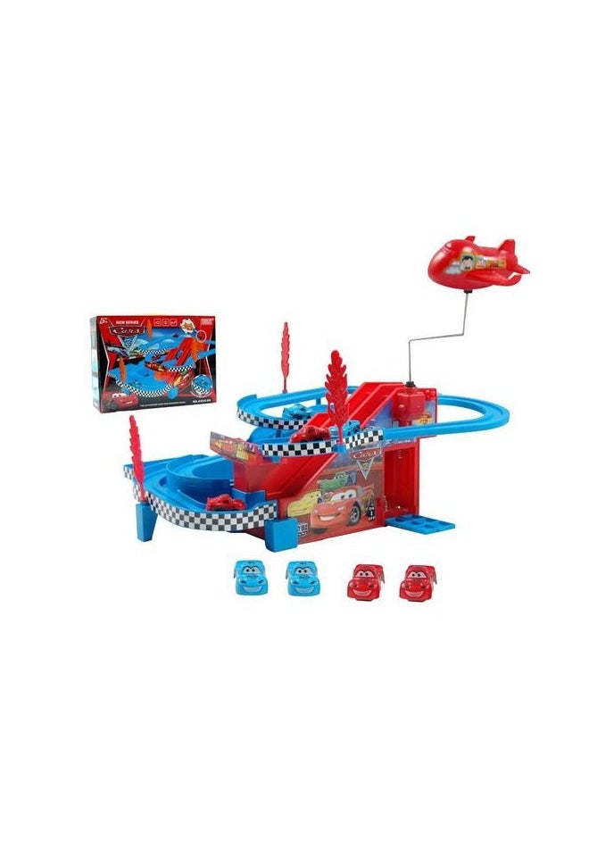 Racing car track with 4 running cars + flying car  - Image 1