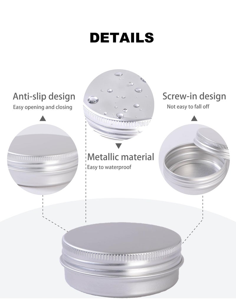 LJY 48 Pieces Round Aluminum Cans Screw Lid Metal Tins Jars Empty Slip Slide Containers (Mixed Sizes) - Image 3