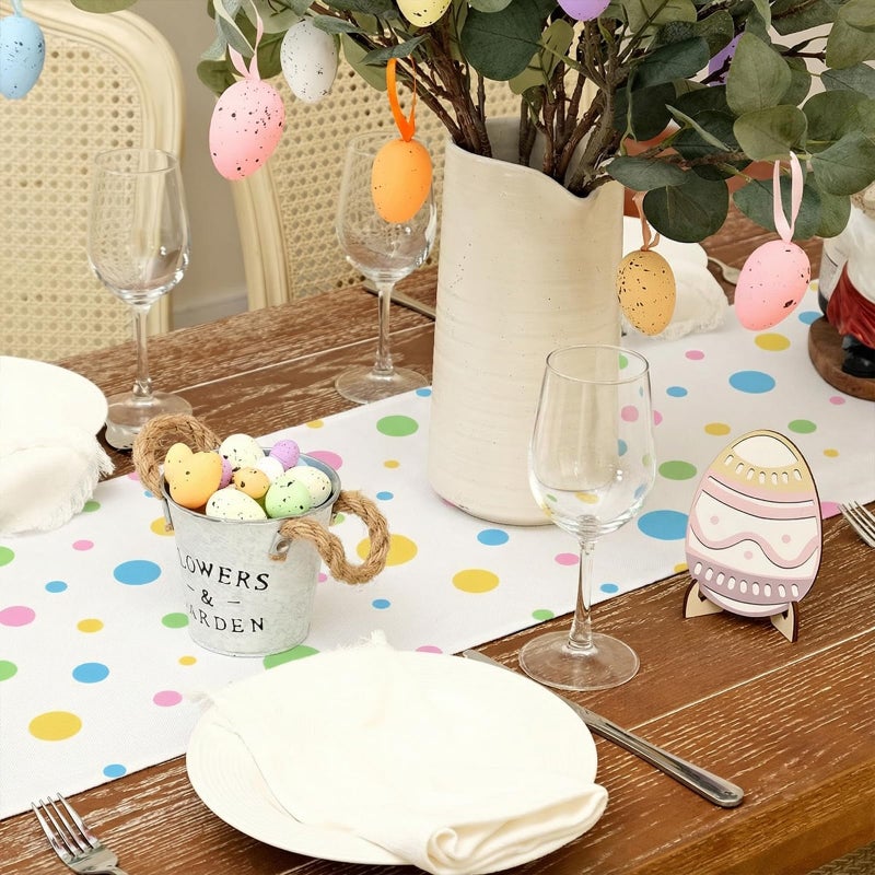 GEEORY Easter Table Runner 13x72 Inch, Hello Peeps Bunny Spring Decorative Farmhouse Table Decoration for Kitchen Dinning, Indoor Outdoor Dinner Party Decor - Image 5