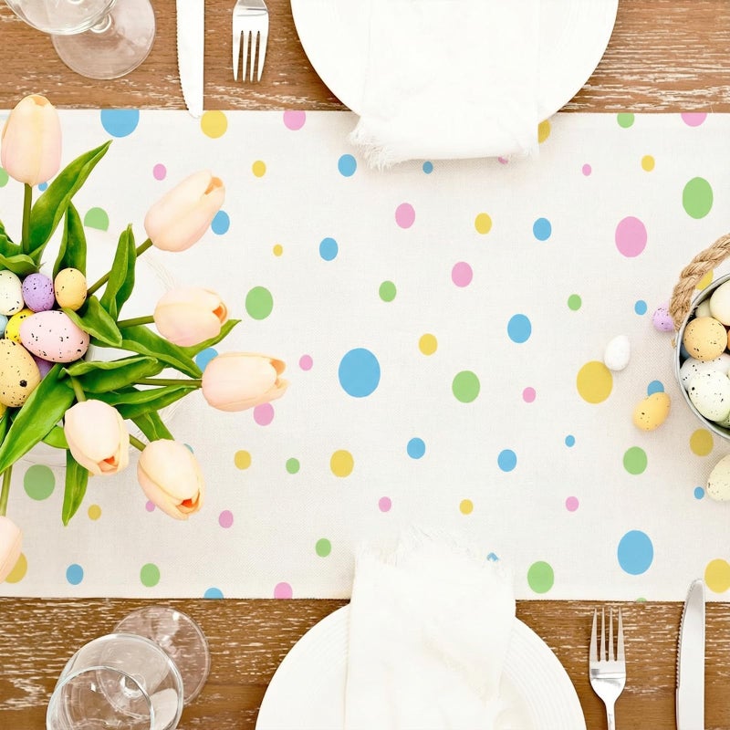 GEEORY Easter Table Runner 13x72 Inch, Hello Peeps Bunny Spring Decorative Farmhouse Table Decoration for Kitchen Dinning, Indoor Outdoor Dinner Party Decor - Image 4