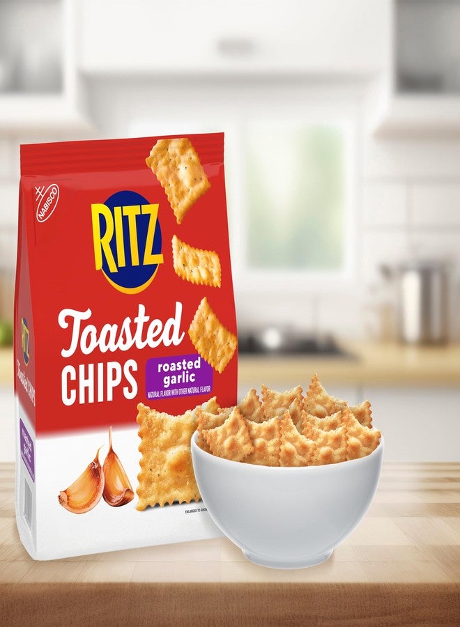 RITZ Toasted Chips Roasted Garlic Crackers, Party Snacks, 8.1 oz - Image 4
