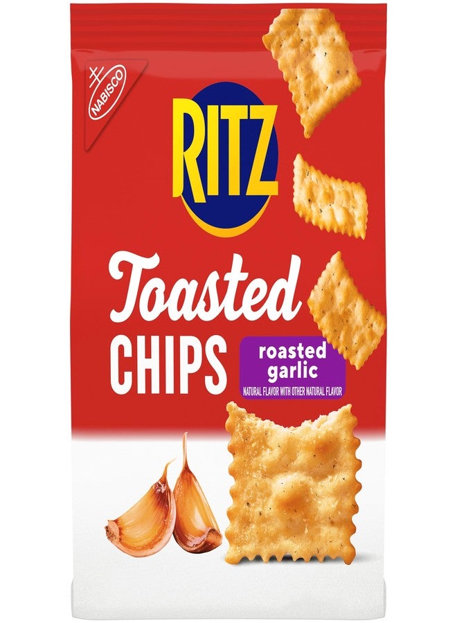 RITZ Toasted Chips Roasted Garlic Crackers, Party Snacks, 8.1 oz - Image 1
